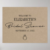 Rustieke Kraft Moderne Script Bruiloft Welkom Poster (Voorkant)