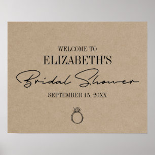 Rustieke Kraft moderne script bruiloftsshower welk Poster