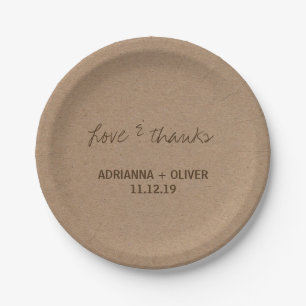 Rustieke Kraft Paper Country Wedding Liefde & Beda Papieren Bordje
