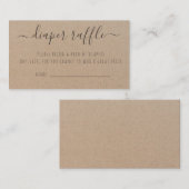 Rustieke Kraft Papier Baby shower Luier Raffle Informatiekaartje (Voorkant / Achterkant)