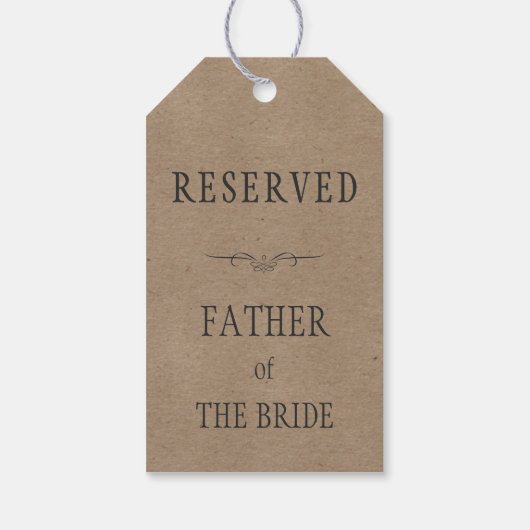 Rustieke Kraft Papier Bruiloft Gereserveerde Zitti Cadeaulabel (Achterkant)