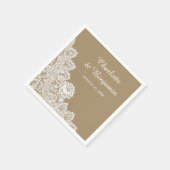 Rustieke Kraft papier en kant bruiloft servetten (Hoek)