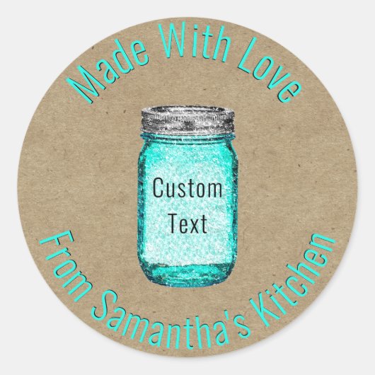 Rustieke Kraft Papier Keuken Mason Jar Aangepaste Ronde Sticker (Voorkant)