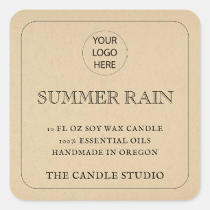 Rustieke Kraft papier Logo Candle Label