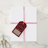 Rustieke Kraft Papier Rode Buffel Plaid Kerstmis Cadeaulabel (Met Touw)