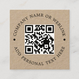 Rustieke Kraft QR Minimalistische Zakelijke Stijl Vierkante Visitekaartje