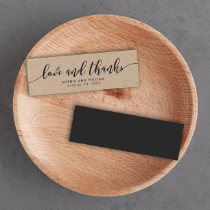Rustieke Kraft Relax Script Bruiloft Liefde en Bed Mini Visitekaartjes