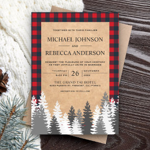 Rustieke Kraft Rood Buffalo Plaid Witte Pijnboom T Kaart