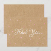 Rustieke Kraft Roze Hartjes Bedankt (Voorkant / Achterkant)