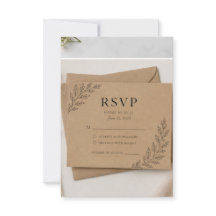 Rustieke Kraft RSVP-kaart, Boho-huwelijksreactieka
