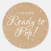 Rustieke Kraft Schattige Roze Harten Klaar om te P Ronde Sticker (Voorkant)