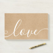 Rustieke Kraft Script Liefde Post-it® Notes (Op bureau)