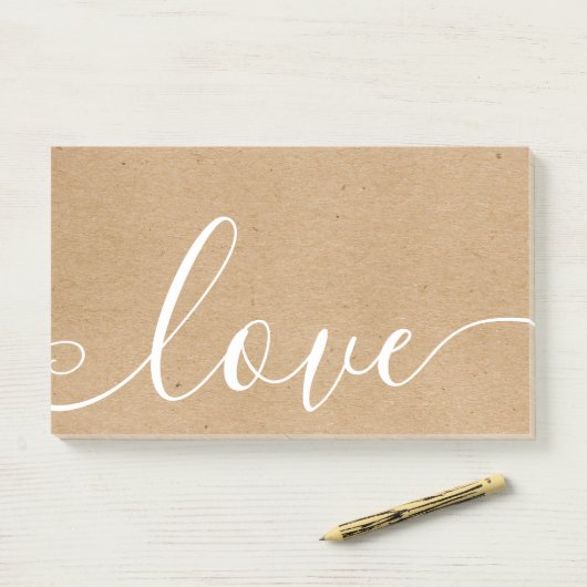 Rustieke Kraft Script Liefde Post-it® Notes (Op bureau)