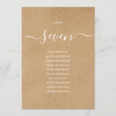 Rustieke Kraft Script Tafel Nummer Stoelindeling Kaart (Voorkant)