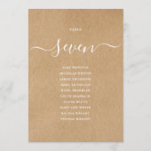 Rustieke Kraft Script Tafel Nummer Zitplaatskaart Kaart (Achterkant)