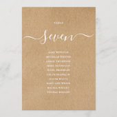 Rustieke Kraft Script Tafelnummer Zitkaart (Voorkant)