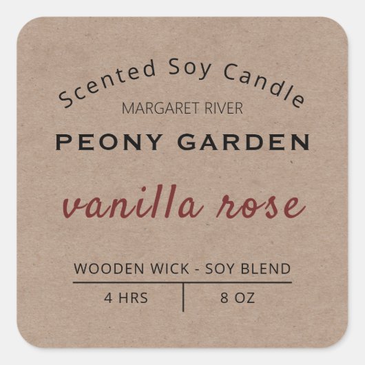 Rustieke Kraft Soja Kaars Labels (Voorkant)