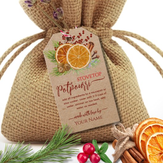 Rustieke Kraft Stoofpot Potpourri Cadeaulabel