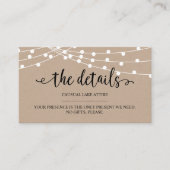 Rustieke kraft string lichten, Onze Details, websi Informatiekaartje (Voorkant)