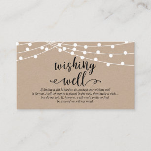 Rustieke kraft string lichten, Wedding Wishing Wel Informatiekaartje