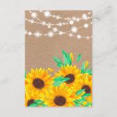 Rustieke kraft string lichten zonnebloemen wensen  informatiekaartje (Achterkant)