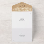 Rustieke Kraft String Lights Script Bloemen bruilo All In One Uitnodiging (Buitenkant)