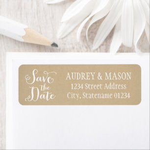 Rustieke Kraft Trouw Save the Date Retouradres Etiket