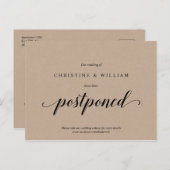 Rustieke Kraft,, Trouwuitnodiging Uitgesteld Briefkaart (Voorkant / Achterkant)