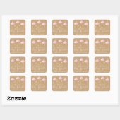 Rustieke Kraft Twinkel Strooi Baby Shower Roze Vierkante Sticker (Vel)