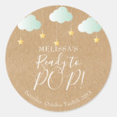 Rustieke Kraft Twinkel Twinkel Klaar om te POP Ronde Sticker (Voorkant)