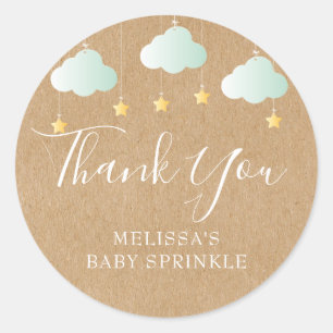 Rustieke kraft twinkle sprinkle baby shower ronde sticker