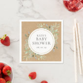 Rustieke Kraft Waterverf Groene Baby Shower Servet (Insitu)