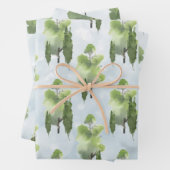 Rustieke Kraft Waterverf Woodland Tree & Sky Scene Inpakpapier Vel (In situ)