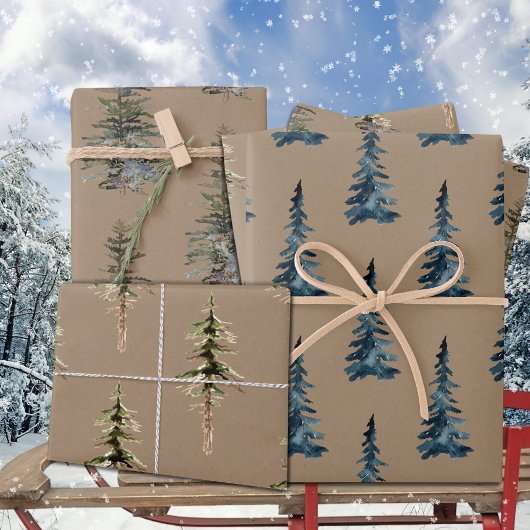 Rustieke Kraft Winter Bosspar Cedar Pine Inpakpapier Vel