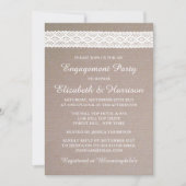 Rustieke Kraft, wit kant verlovingsfeest Kaart (Voorkant)