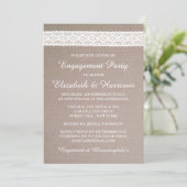 Rustieke Kraft, wit kant verlovingsfeest Kaart (Staand voorkant)