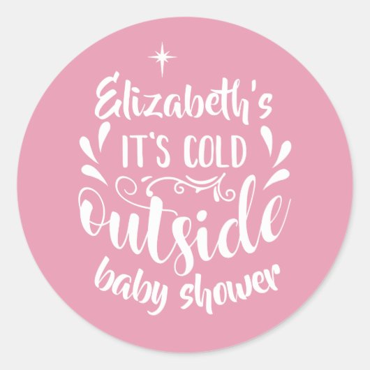 Rustieke kraft zijn koude buiten Baby shower / spr Ronde Sticker (Voorkant)