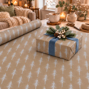 Rustieke Kraft Zilveren Bos Dennenboom Bos Wrap Cadeaupapier