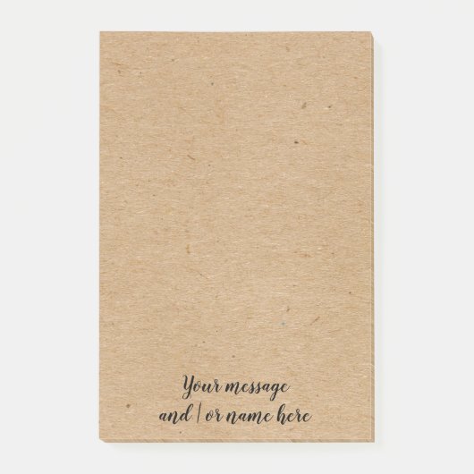Rustieke kraftpapier stijl gepersonaliseerd post-it® notes (Voorkant)