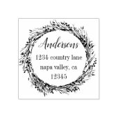Rustieke krans | Achternaam Retouradres Rubberstempel (Afrduk)