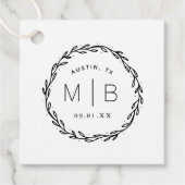 Rustieke krans bruiloft monogram dank u bedankjes labels (Voorkant)