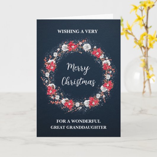 Rustieke Krans Grote Kleindochter Vrolijk Kerstfee Kaart (Gele Bloem)