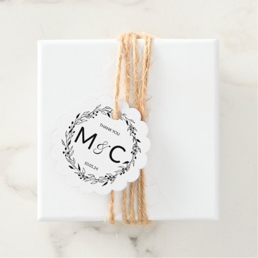 Rustieke krans Initialen Bedankjes Labels (In situ)