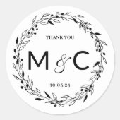 Rustieke krans Initialen Favor Label (Voorkant)