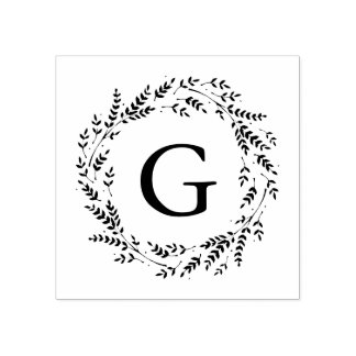 Rustieke krans monogram rubberen stempel