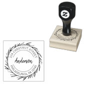 Rustieke krans retouradres 	rubberstempel (Gestempeld)