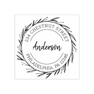 Rustieke krans retouradres 	rubberstempel