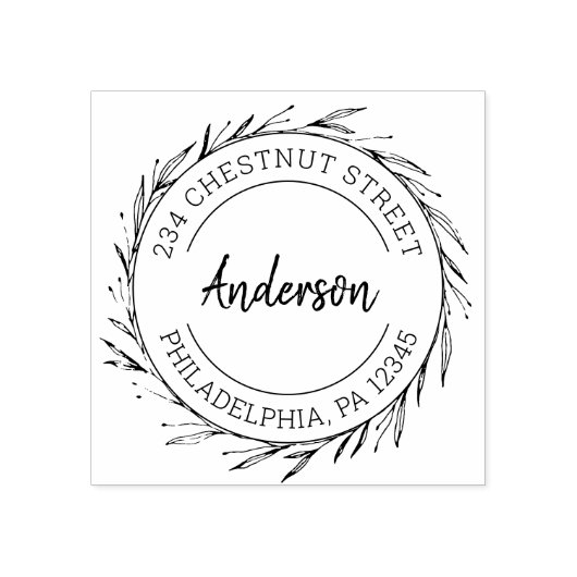 Rustieke krans retouradres 	rubberstempel (Afrduk)