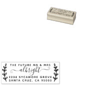 Rustieke krans & script "Future Mr & Mrs" Adres Rubberstempel (Gestempeld)