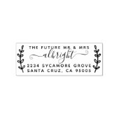 Rustieke krans & script "Future Mr & Mrs" Adres Rubberstempel (Afrduk)
